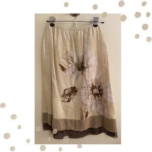 EUC J. Jill Linen Taupe Tan Skirt Size Small